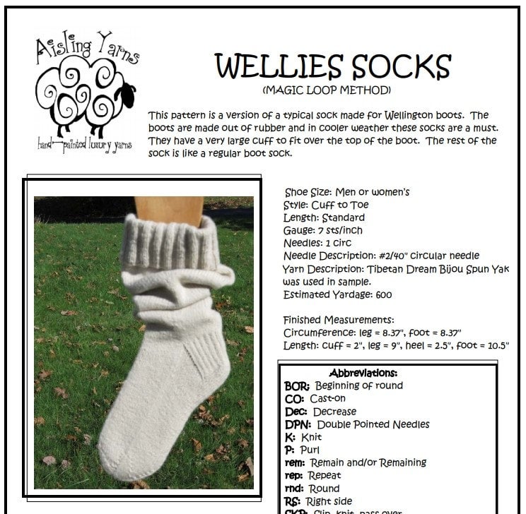 Wellies Socks Knitting Pattern